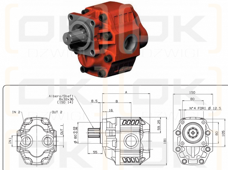 Gear pump Binotto NPGH-100 ISO SHORT L